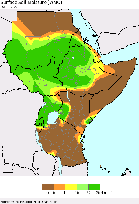 Eastern Africa Surface Soil Moisture (WMO) Thematic Map For 9/25/2023 - 10/1/2023
