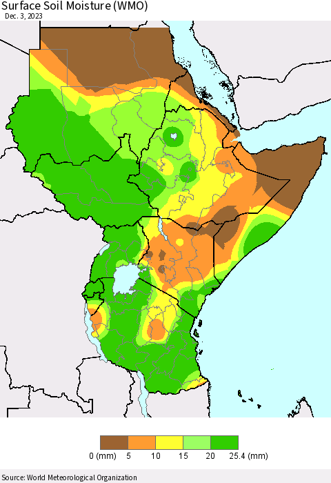 Eastern Africa Surface Soil Moisture (WMO) Thematic Map For 11/27/2023 - 12/3/2023