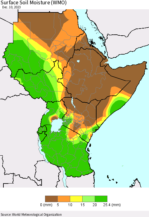 Eastern Africa Surface Soil Moisture (WMO) Thematic Map For 12/4/2023 - 12/10/2023