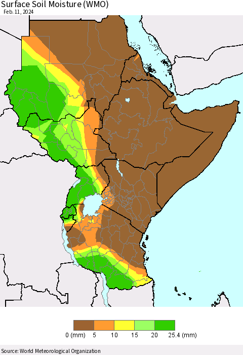 Eastern Africa Surface Soil Moisture (WMO) Thematic Map For 2/5/2024 - 2/11/2024