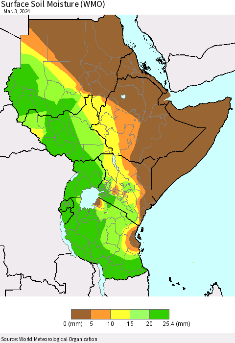 Eastern Africa Surface Soil Moisture (WMO) Thematic Map For 2/26/2024 - 3/3/2024