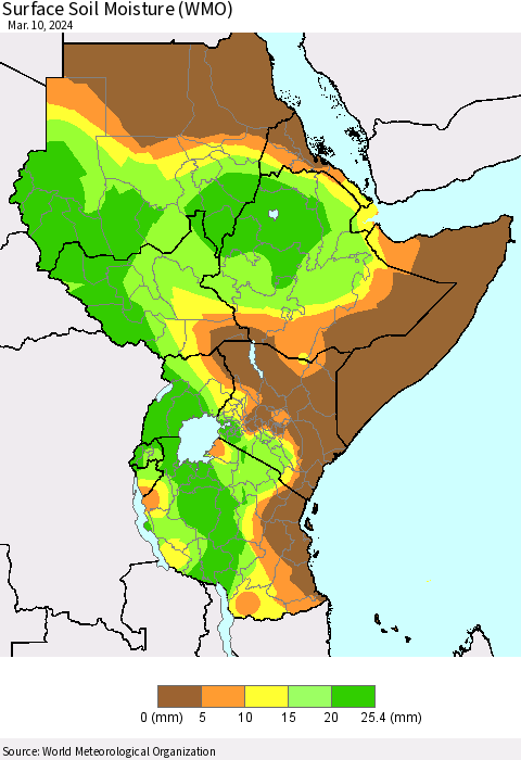 Eastern Africa Surface Soil Moisture (WMO) Thematic Map For 3/4/2024 - 3/10/2024