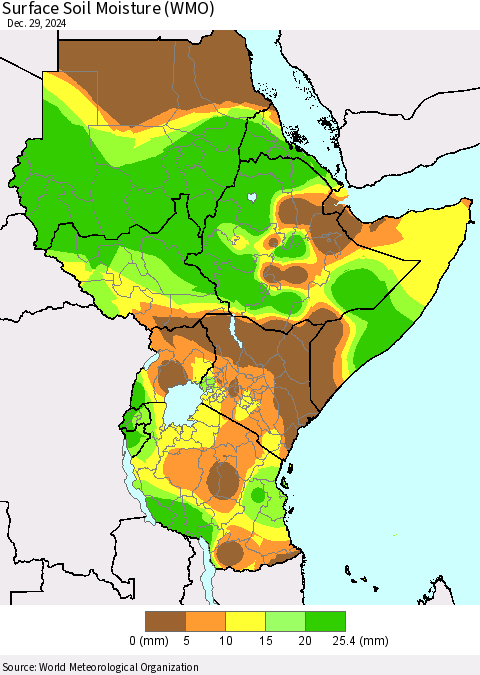 Eastern Africa Surface Soil Moisture (WMO) Thematic Map For 12/23/2024 - 12/29/2024
