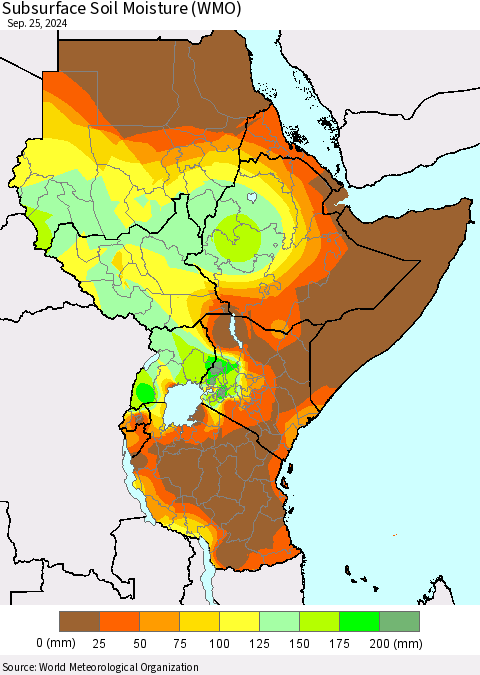 Eastern Africa Subsurface Soil Moisture (WMO) Thematic Map For 9/21/2024 - 9/25/2024