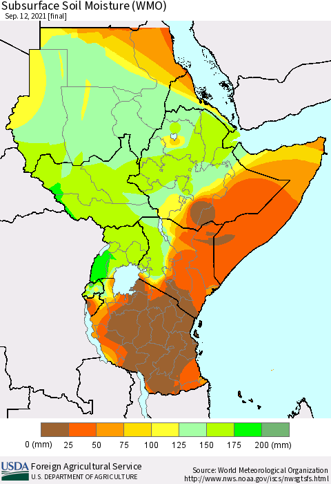 Eastern Africa Subsurface Soil Moisture (WMO) Thematic Map For 9/6/2021 - 9/12/2021