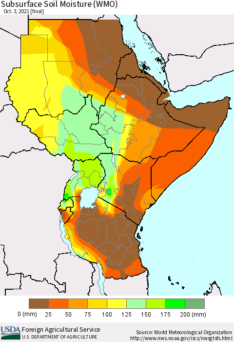 Eastern Africa Subsurface Soil Moisture (WMO) Thematic Map For 9/27/2021 - 10/3/2021