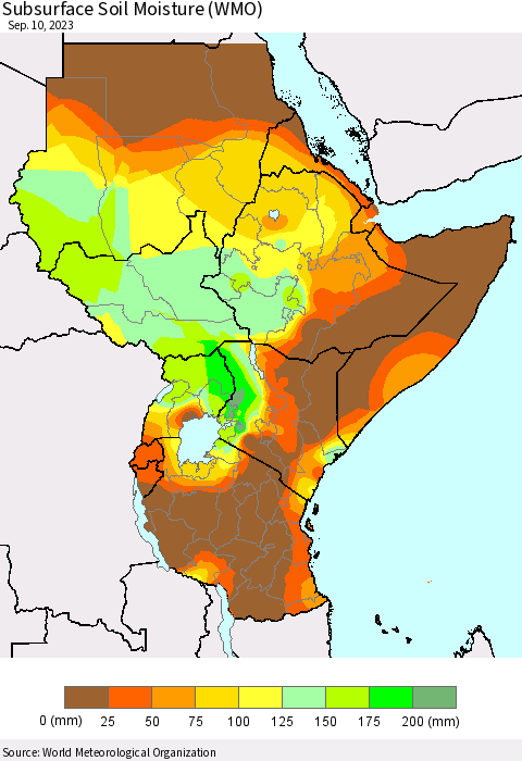 Eastern Africa Subsurface Soil Moisture (WMO) Thematic Map For 9/4/2023 - 9/10/2023