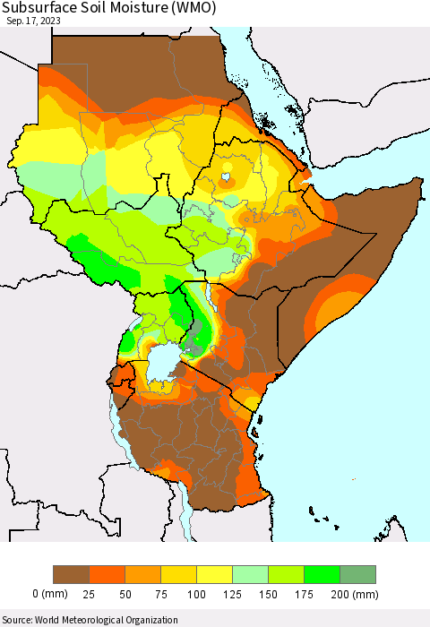 Eastern Africa Subsurface Soil Moisture (WMO) Thematic Map For 9/11/2023 - 9/17/2023