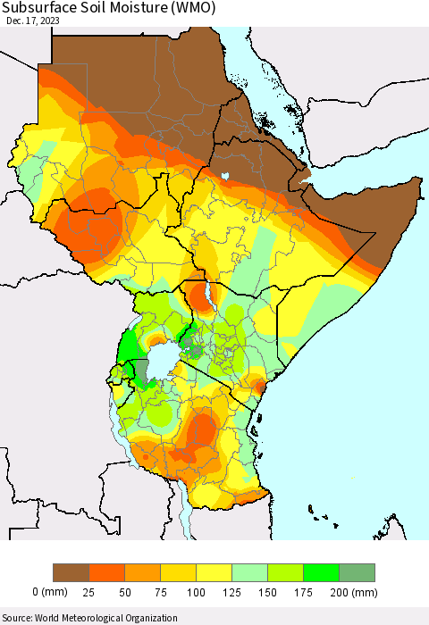 Eastern Africa Subsurface Soil Moisture (WMO) Thematic Map For 12/11/2023 - 12/17/2023