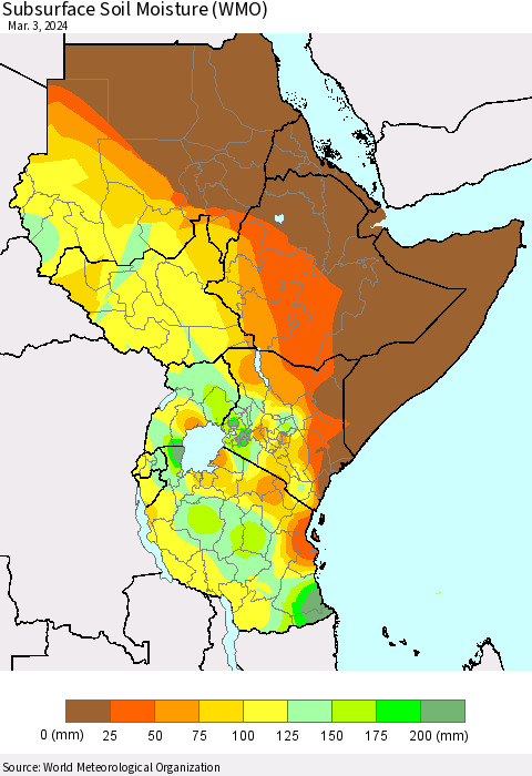 Eastern Africa Subsurface Soil Moisture (WMO) Thematic Map For 2/26/2024 - 3/3/2024