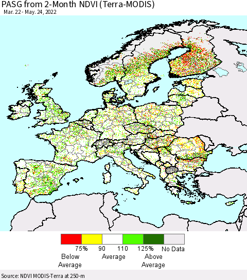 Europe PASG from 2-Month NDVI (Terra-MODIS) Thematic Map For 5/17/2022 - 5/24/2022