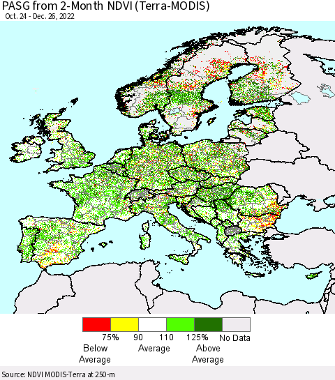 Europe PASG from 2-Month NDVI (Terra-MODIS) Thematic Map For 12/19/2022 - 12/26/2022
