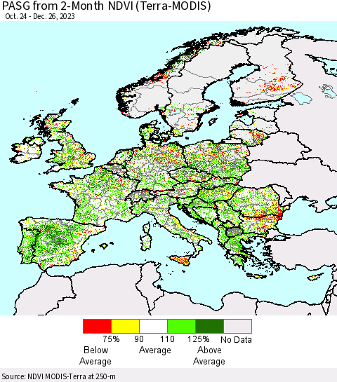 Europe PASG from 2-Month NDVI (Terra-MODIS) Thematic Map For 12/19/2023 - 12/26/2023