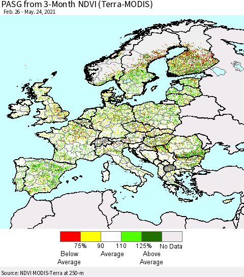 Europe PASG from 3-Month NDVI (Terra-MODIS) Thematic Map For 5/17/2021 - 5/24/2021