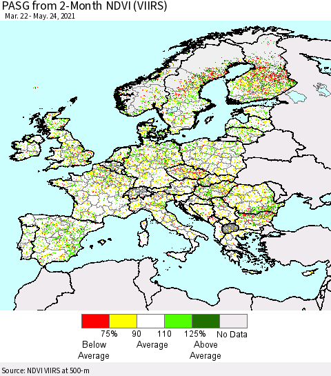 Europe PASG from 2-Month NDVI (VIIRS) Thematic Map For 5/17/2021 - 5/24/2021