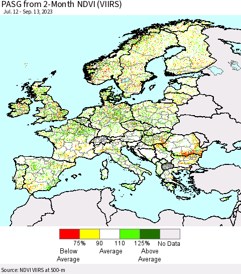 Europe PASG from 2-Month NDVI (VIIRS) Thematic Map For 9/6/2023 - 9/13/2023