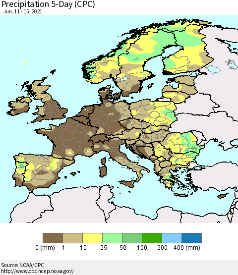 Europe Precipitation 5-Day (CPC) Thematic Map For 6/11/2021 - 6/15/2021
