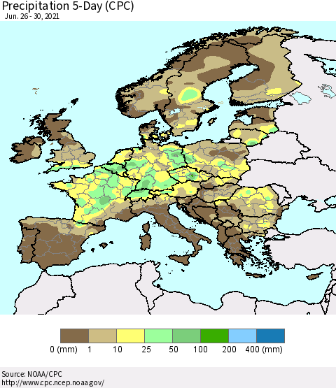 Europe Precipitation 5-Day (CPC) Thematic Map For 6/26/2021 - 6/30/2021