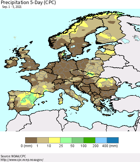 Europe Precipitation 5-Day (CPC) Thematic Map For 9/1/2021 - 9/5/2021
