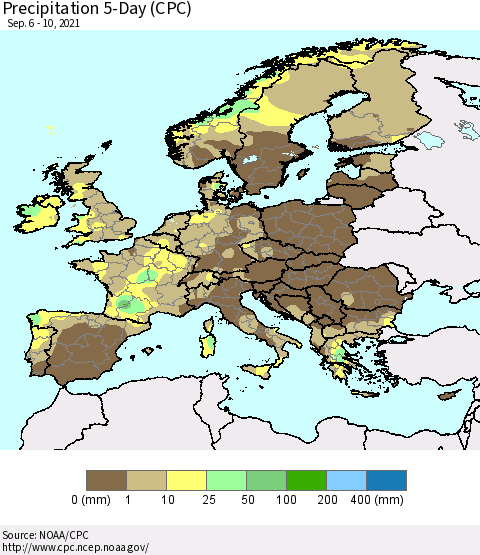Europe Precipitation 5-Day (CPC) Thematic Map For 9/6/2021 - 9/10/2021