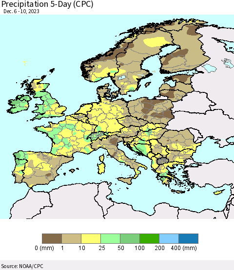 Europe Precipitation 5-Day (CPC) Thematic Map For 12/6/2023 - 12/10/2023