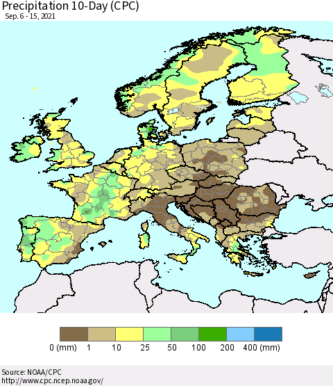 Europe Precipitation 10-Day (CPC) Thematic Map For 9/6/2021 - 9/15/2021