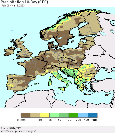 Europe Precipitation 10-Day (CPC) Thematic Map For 2/26/2023 - 3/5/2023