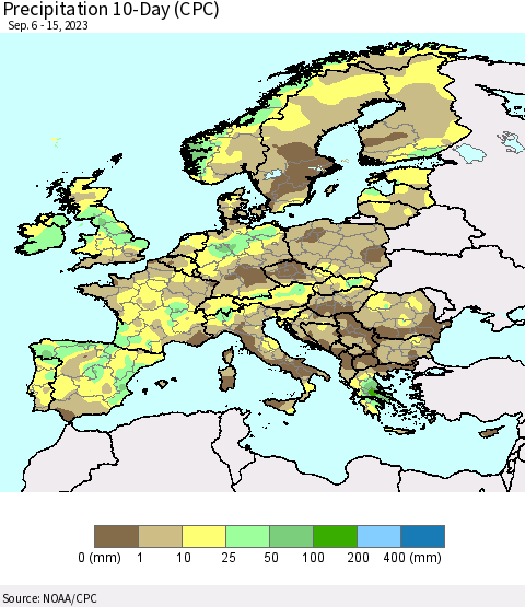 Europe Precipitation 10-Day (CPC) Thematic Map For 9/6/2023 - 9/15/2023
