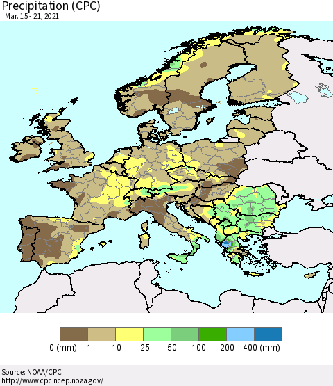 Europe Precipitation (CPC) Thematic Map For 3/15/2021 - 3/21/2021