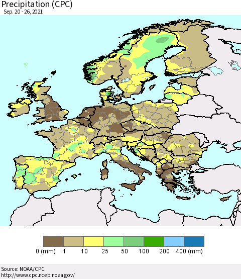 Europe Precipitation (CPC) Thematic Map For 9/20/2021 - 9/26/2021