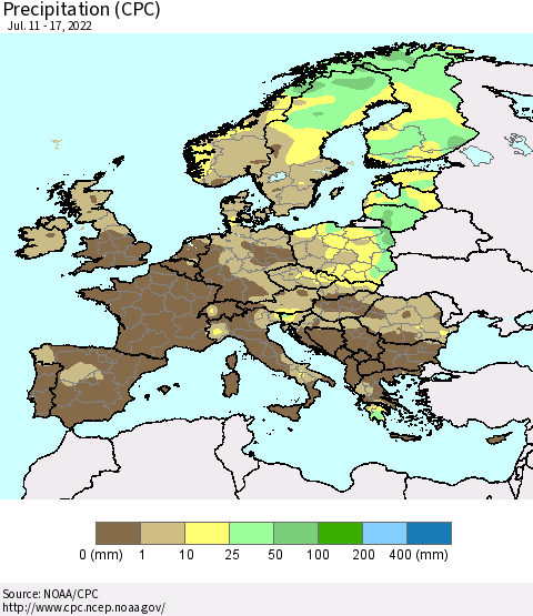 Europe Precipitation (CPC) Thematic Map For 7/11/2022 - 7/17/2022