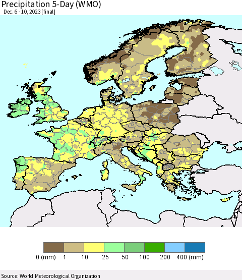 Europe Precipitation 5-Day (WMO) Thematic Map For 12/6/2023 - 12/10/2023