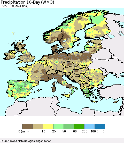 Europe Precipitation 10-Day (WMO) Thematic Map For 9/1/2023 - 9/10/2023