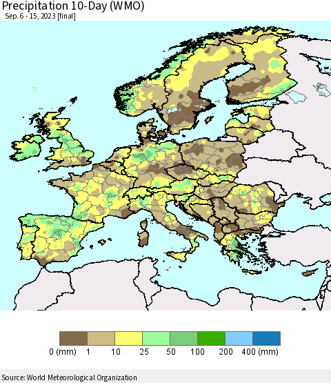 Europe Precipitation 10-Day (WMO) Thematic Map For 9/6/2023 - 9/15/2023