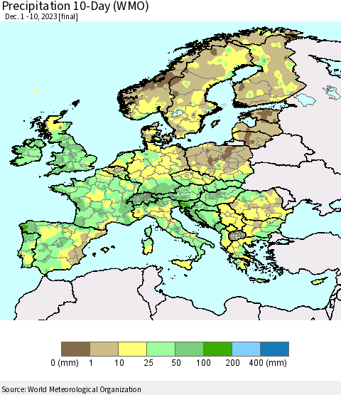 Europe Precipitation 10-Day (WMO) Thematic Map For 12/1/2023 - 12/10/2023