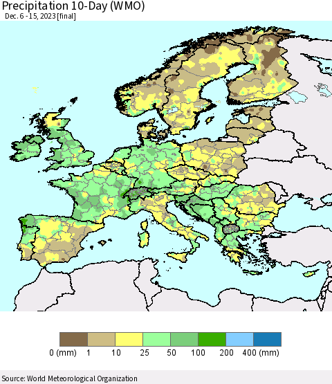 Europe Precipitation 10-Day (WMO) Thematic Map For 12/6/2023 - 12/15/2023