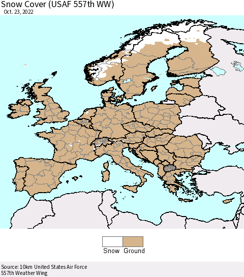 Europe Snow Cover (USAF 557th WW) Thematic Map For 10/17/2022 - 10/23/2022