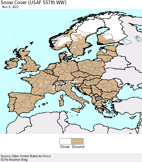 Europe Snow Cover (USAF 557th WW) Thematic Map For 10/31/2022 - 11/6/2022