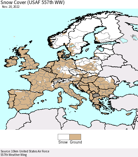 Europe Snow Cover (USAF 557th WW) Thematic Map For 11/14/2022 - 11/20/2022