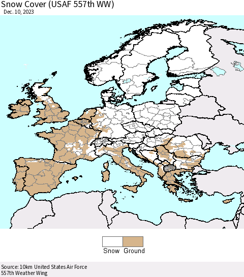 Europe Snow Cover (USAF 557th WW) Thematic Map For 12/4/2023 - 12/10/2023