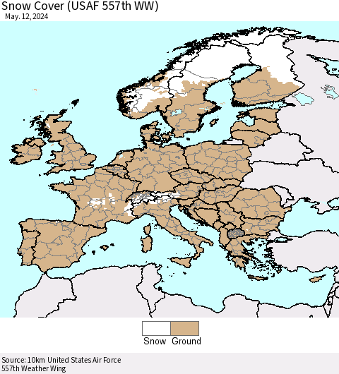 Europe Snow Cover (USAF 557th WW) Thematic Map For 5/6/2024 - 5/12/2024