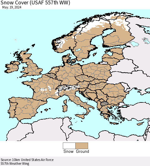 Europe Snow Cover (USAF 557th WW) Thematic Map For 5/13/2024 - 5/19/2024