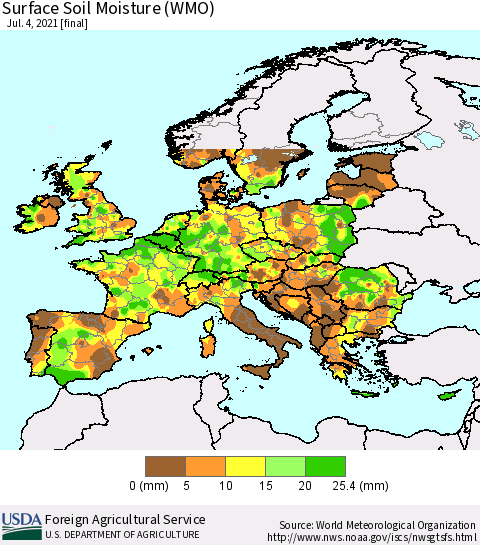 Europe Surface Soil Moisture (WMO) Thematic Map For 6/28/2021 - 7/4/2021