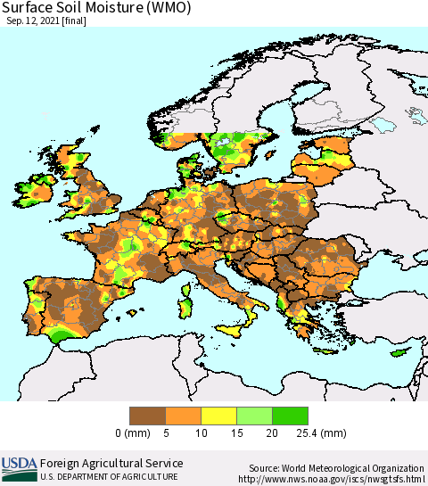 Europe Surface Soil Moisture (WMO) Thematic Map For 9/6/2021 - 9/12/2021