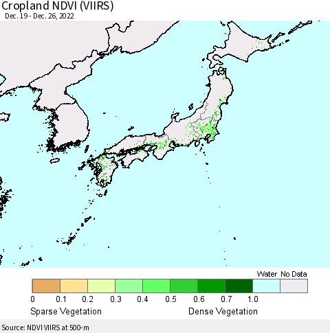 Japan Cropland NDVI (VIIRS) Thematic Map For 12/19/2022 - 12/26/2022