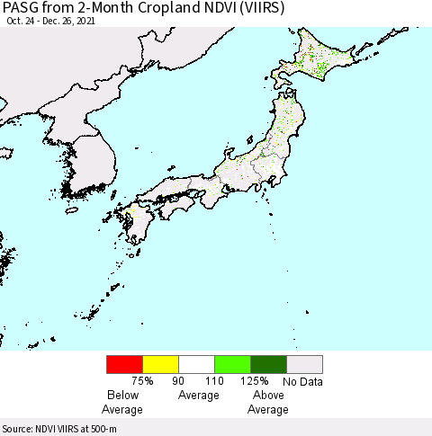 Japan PASG from 2-Month Cropland NDVI (VIIRS) Thematic Map For 12/19/2021 - 12/26/2021
