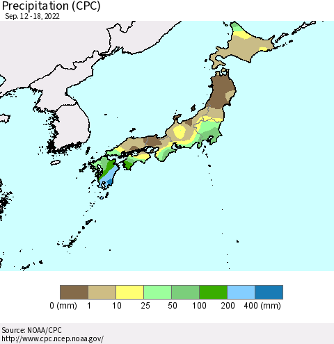Japan Precipitation (CPC) Thematic Map For 9/12/2022 - 9/18/2022