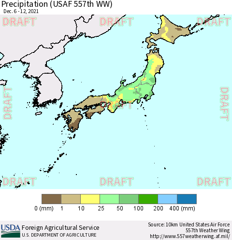 Japan Precipitation (USAF 557th WW) Thematic Map For 12/6/2021 - 12/12/2021