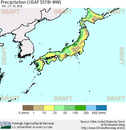Japan Precipitation (USAF 557th WW) Thematic Map For 12/13/2021 - 12/19/2021