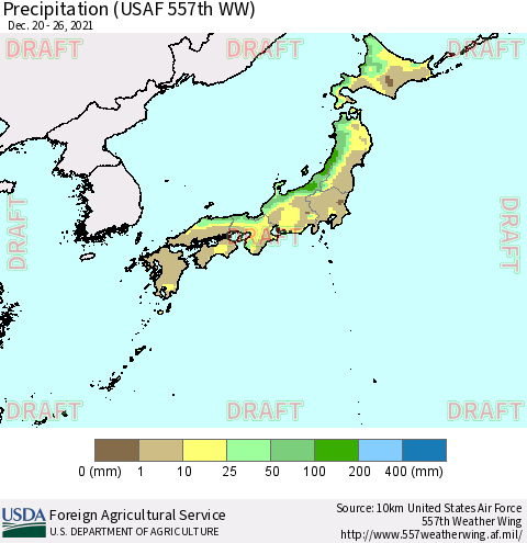 Japan Precipitation (USAF 557th WW) Thematic Map For 12/20/2021 - 12/26/2021